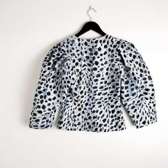 NWT Ganni Crispy Jacquard V-Neck Blouse - Picture 5 of 8